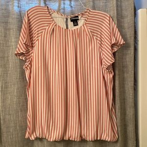 NWOT Salmon/white/black/tan stripe Liz Claiborne XXL blouse